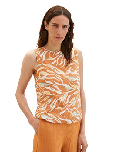 TOM TAILOR Damski top ze wzorem, 31758 - Brązowy wzór abstrakcyjny liści, XS