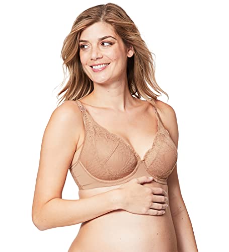 Cake Maternity Damski trufle Flexi Wire ciążowy formowany miseczka plunge koronkowy biustonosz do karmienia, Beżowy (akt 01), 75F
