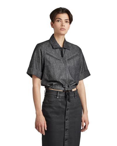 G-STAR RAW Women's Flight Top Shirt, Black (Jet Black D195-A814), XL