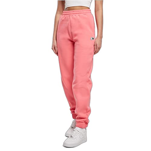 STARTER BLACK LABEL Damskie spodnie do biegania Basic Essential Sweatpants z logo, szerokie nogawki, kieszenie, elastyczny ściągacz, rozmiar XS do XL, Różowy grejpfrut, XL