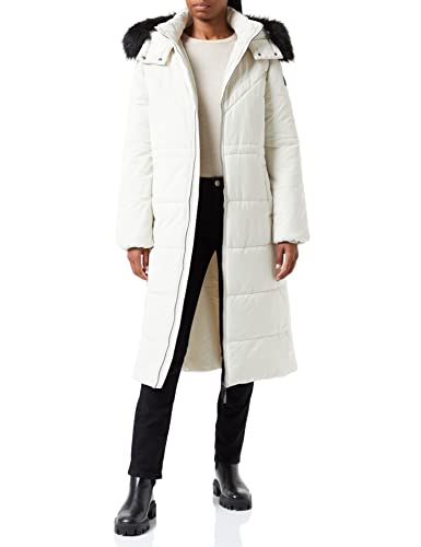 Mexx Damska kurtka Midi Length Hooded Padded Jacket with Fake Fur Collar Parka, écru, L