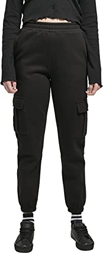Urban Classics Damskie spodnie dresowe z wysokim stanem cargo, czarny, 4XL