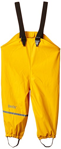 CareTec Dziecięce spodnie przeciwdeszczowe dla niemowląt i dzieci, wodoodporne spodnie przeciwdeszczowe z podszewką z polaru, Żółty (324), 116