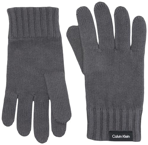 Calvin Klein Męskie klasyczne bawełniane rękawiczki z dzianiny, Magnes, Rozmiar uniwersalny