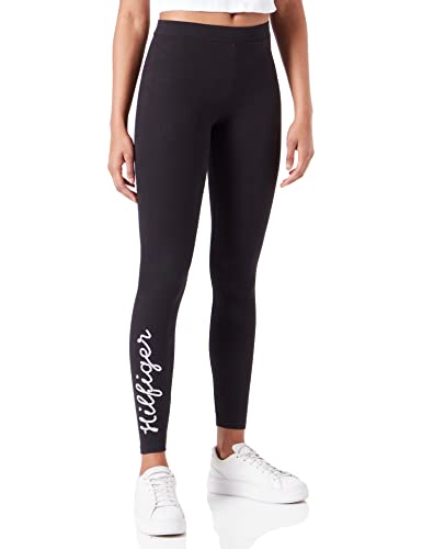 Tommy Hilfiger Damskie legginsy slim Hilfiger linowe, czarne, XS, Czarny, XS