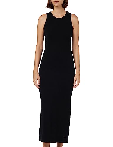 Tommy Hilfiger Damska sukienka Slim 5X2 Rib MIDI NS Bodycon, czarna, S, Czarny, S