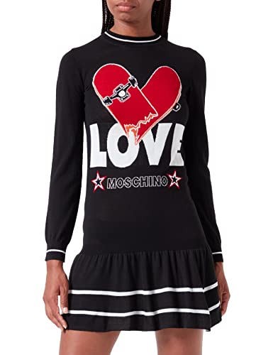 Love Moschino Damska sukienka z długim rękawem, czarny, 42