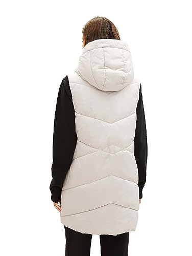 TOM TAILOR Damska kamizelka pikowana Longstyle, 16339-Clouds Grey, L