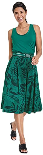 Gerry Weber Spódnica damska z nadrukiem liści, plisowana spódnica, długa szeroka spódnica, wzorzysta, długość do łydek, Nadruk z sosny morskiej, 46