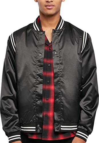 Urban Classics Męska kurtka satynowa College Jacket, kurtka Varsity, błyszczący materiał, dla mężczyzn, w 2 kolorach, rozmiary S - 5XL, czarny, L