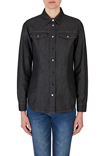 Armani Exchange Damska kurtka dżinsowa, długie rękawy, z przodu, czarny denim, XS