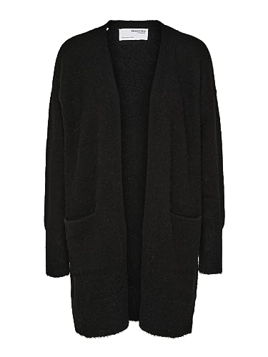 SELECTED FEMME Damski kardigan z dzianiny alpaka mieszanka wełny, czarny, S