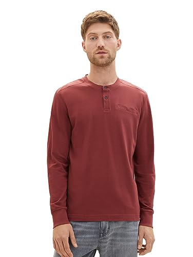 TOM TAILOR Koszulka męska z długim rękawem, 32220 – Burned Bordeaux Red, S