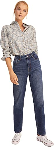 Springfield Damska bluzka z kieszeniami w kratę, średni niebieski, 8 (XS), Średnioniebieski, 34