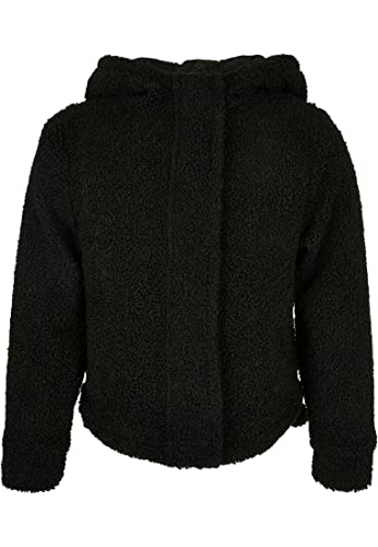 Urban Classics Girl's Girls Short Sherpa kurtka, czarna, 146/152, czarny, 146/152 cm