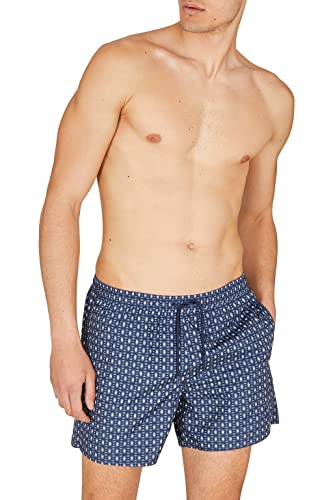 Emporio Armani Swimwear Męskie bokserki kąpielowe Emporio Armani Micropattern, granatowe (granatowe mikro wzory), 52, Granatowy mikrowzór