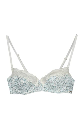 Women'secret Pretty Biustonosz Balconette Bawełna Kwiaty, Niebieski nadruk, 95B