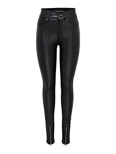 ONLY Spodnie damskie powlekane High Waist zamek błyskawiczny, czarny, S / 31L