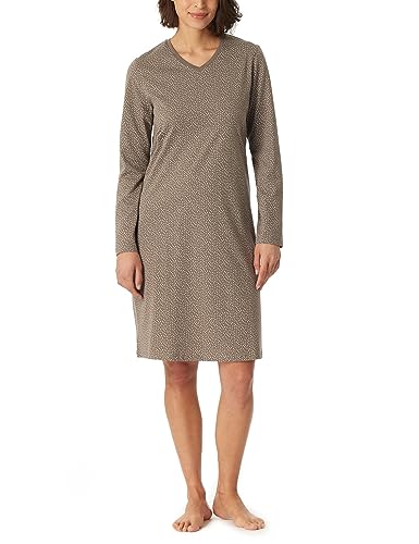 Schiesser Damska koszulka z długim rękawem 100% bawełna Sleepshirt Bigshirt 100 cm Długość-Nightwear koszula nocna, taupe, 52, Taupe, 52