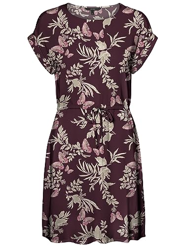 VERO MODA Vmeasy Joy S/S Tie Short Dress WVN Ga sukienka, Winetasting/Aop:lily, M