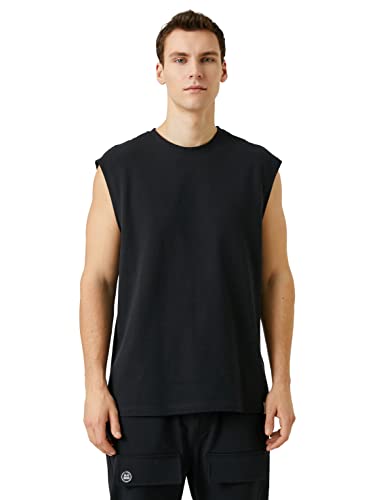 Koton Męski Basic Tank Top Crew Neck Sleeveless Cotton, czarny (999), S
