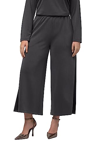 Ulla Popken Damskie spodnie dresowe, szerokie nogawki, elastyczny ściągacz, spodnie modalmix, asfaltowo-szary., 58-60 duże rozmiary