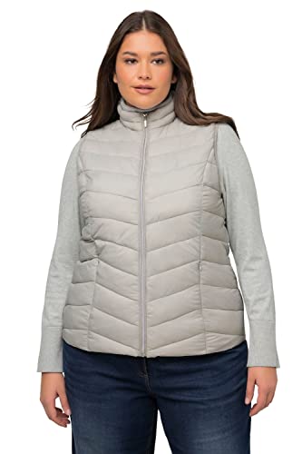 Ulla Popken Damska kamizelka pikowana Grs Hyprar, metaliczny szary, 50-52