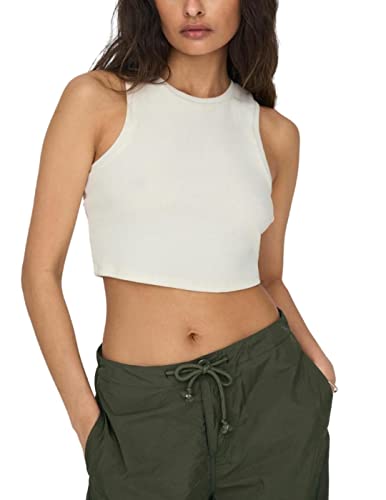Bestseller A/S Damski ONLVILMA S/L Cropped Tank JRS NOOS Top, Cloud Dancer, XXL, Cloud Dancer, XXL