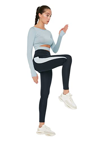 Trendyol Damskie legginsy sportowe z wysokim stanem Skinny Fit Full Size, granatowy, Small