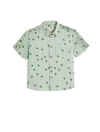 Koton Koszulka Boys's Short Sleeve Palm Printed One Pocket Detail Shirt, Biały pasek (0s0), 4-5 Lat