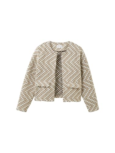 TOM TAILOR blezer damski, 34413 - wzór struktury beżowej, 3XL