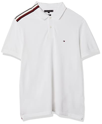 Tommy Hilfiger Męska koszulka polo Global Stripe Placement Reg S/S, biała, XXL, biały, XXL