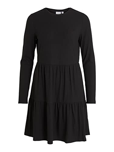 Vila Sukienka damska VIWONDA L/S Tiered Dress/SU, czarna, M, czarny, M