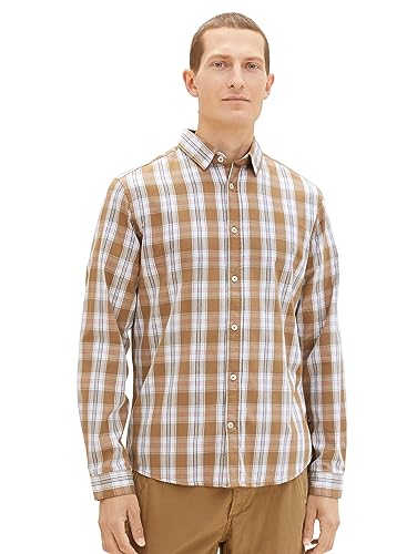 TOM TAILOR koszula męska, 30735 - Otter Brown Off White Check, 3XL
