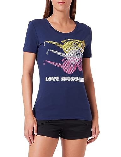 Love Moschino T-shirt damski z krótkim rękawem, ciemnoniebieski, 46