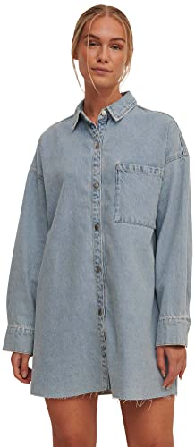 NA-KD Surowa krawędź dżinsowa sukienka, jasnoniebieska, EU 44