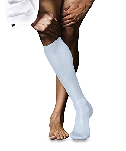 FALKE Mężczyźni Podkolanówki No. 9 M KH Czysta Bawełna Fil d'Ecosse długie jednokolorowe 1 Para, Niebieski (Light Blue 6594), 39-40
