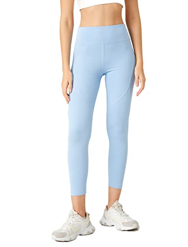 Koton Damskie legginsy sportowe Crop, Niebieski (650), S