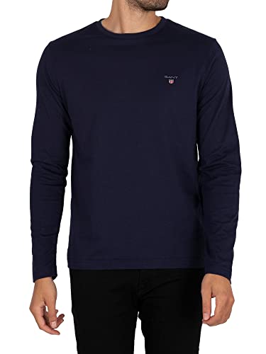 GANT Męska koszulka z długim rękawem SOLID LS T-SHIRT, niebieski (Evening Blue), M