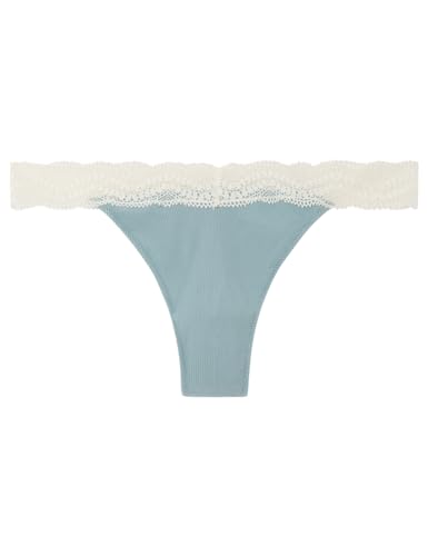 Women'secret Stringi bawełna & Koronka Niebieski, Średni niebieski, L