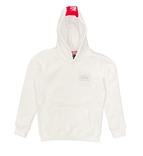 ALPHA INDUSTRIES Chłopięca bluza z kapturem Red Stripe Hoody Kids, biały/czerwony, 140