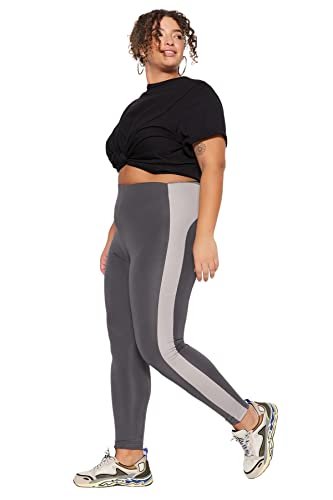 Trendyol Damskie damskie legginsy sportowe z wysokim stanem Skinny Fit Plus Size, Antracyt, 3XL