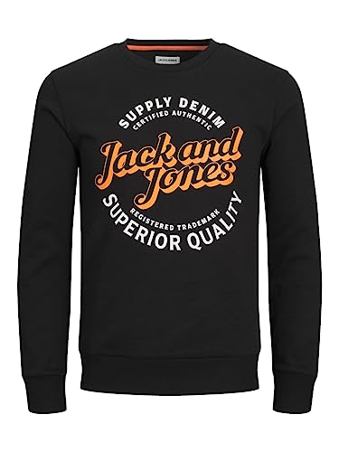 Bestseller A/S Sweter męski Jjmikk Sweat Crew Neck, Black/Print:big, XL