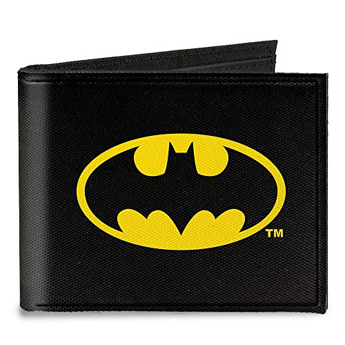 Zapinany na zatrzask płócienny unisex dwustronny portfel - Batman czarny/żółty, multi, Jeden rozmiar