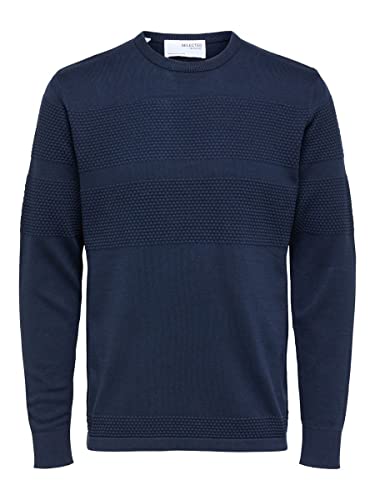SELECTED HOMME SLHMAINE LS Knit Crew Noos sweter męski, ciemny szafir, L, Dark Sapphire, L