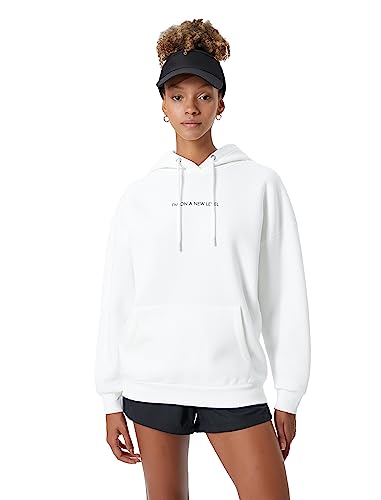 Koton Damska bluza z kapturem Kangaroo Pocket Detail Printed Sport Hoodie, Ecru (010), L