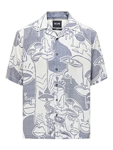 ONLY & SONS Męska koszula z krótkim rękawem Oversize, Beacon Blue, XXL