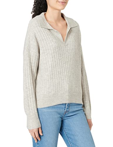 TOM TAILOR Denim Damski Sweter z kołnierzem 1033057, 30224 - Cloud Grey Melange, M
