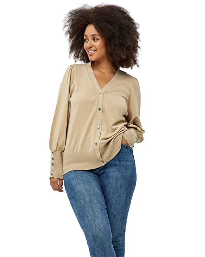 Peppercorn Damski kardigan z dekoltem w serek 5 krzywych, ciepły piaskowy melange, 24