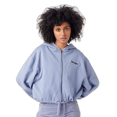 Wrangler Damska bluza z kapturem z zamkiem błyskawicznym, Stone WASH Blue, X-Small